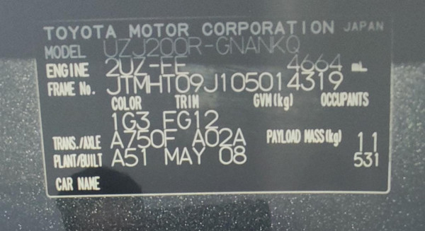 Toyota Land Cruiser 2008  Grey RHD Petrol AT SUV 4WD
